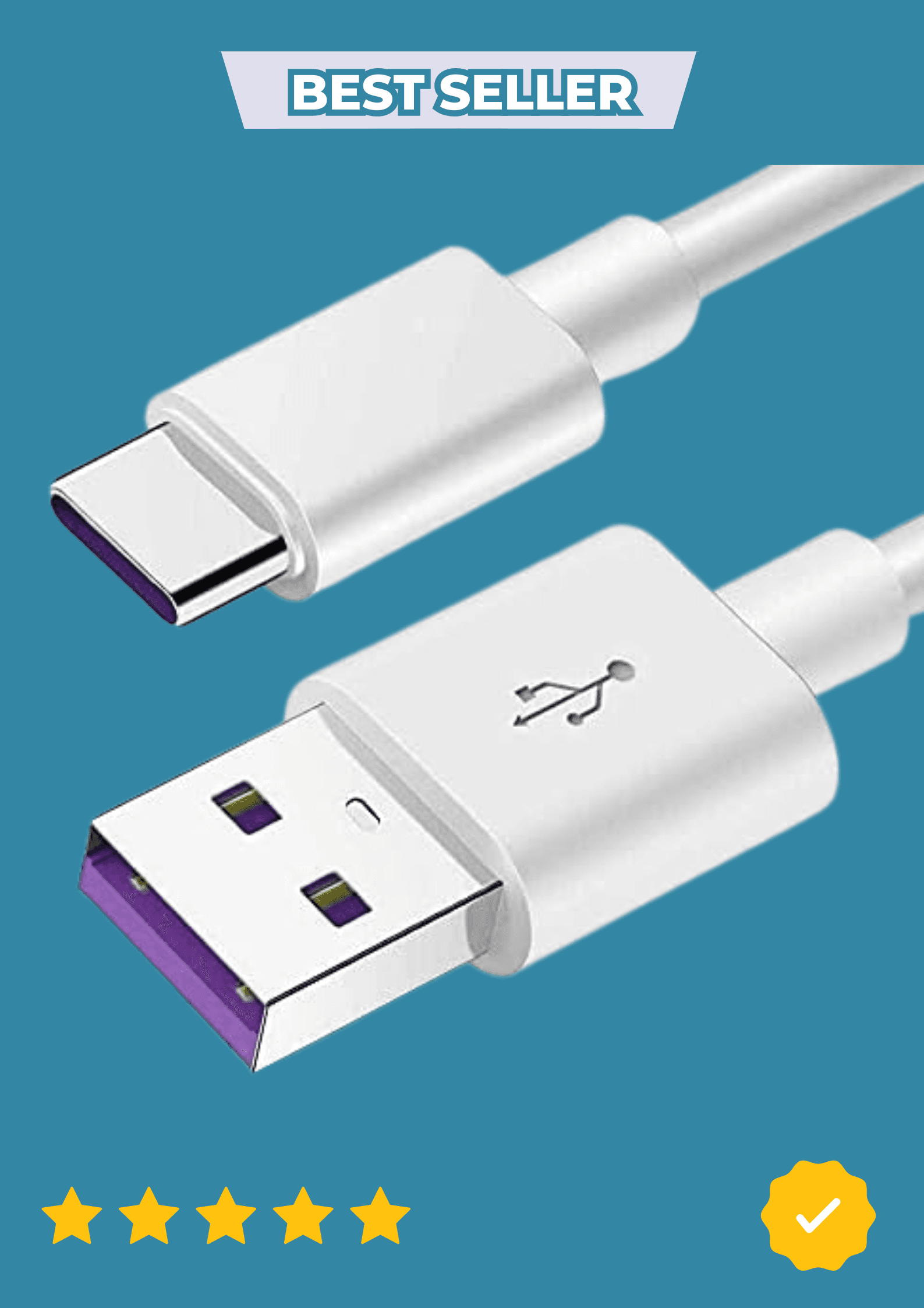 Câble USB-C Blanc pour Charge et Transfert – Compatible Android, Samsung, Xiaomi & Appareils USB-C