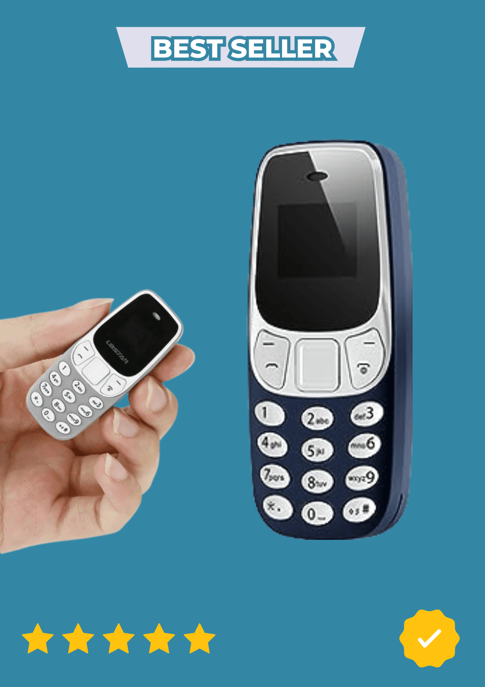 Mini Téléphone Portable Compact – Double SIM, Format Poche, Idéal Téléphone d’Appoint
