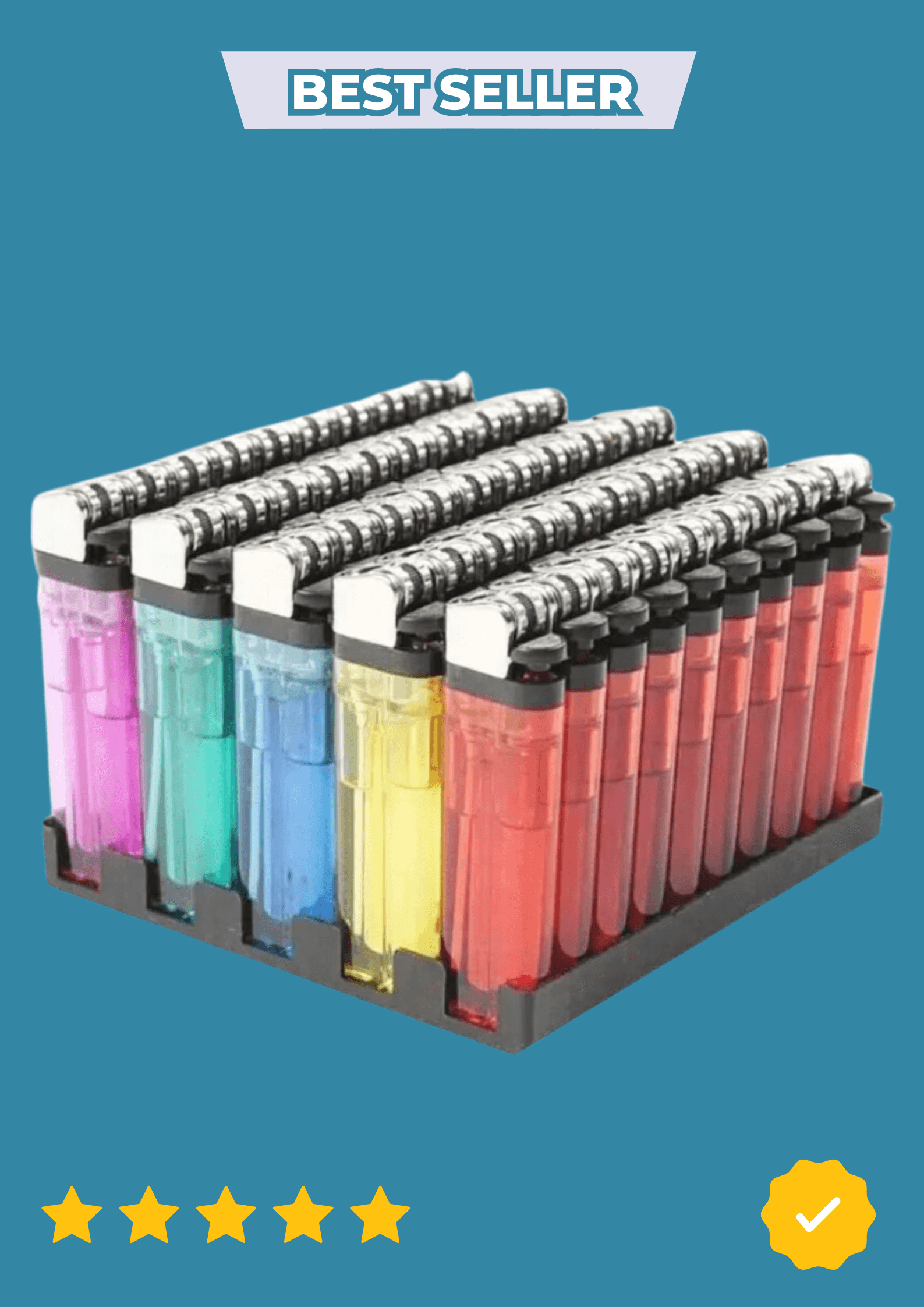 Lot de Briquets Colorés – Présentoir Multi-Couleurs pour Commerce, Revente ou Usage Quotidien